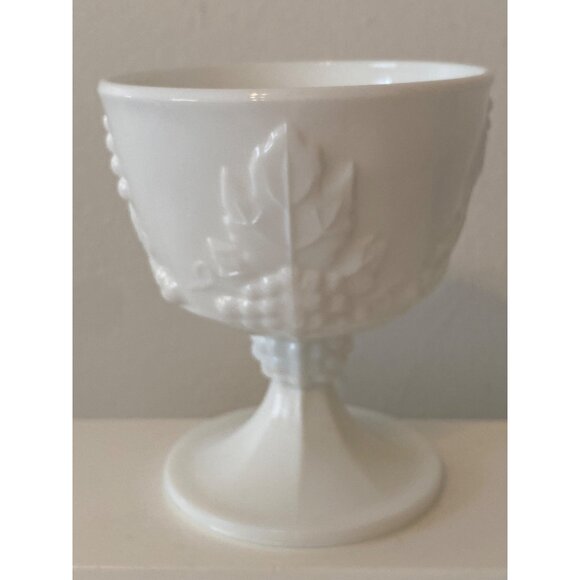 Milk Glass  Dessert Cup Grapes Leaves Replacement Vintage - Picture 4 of 10